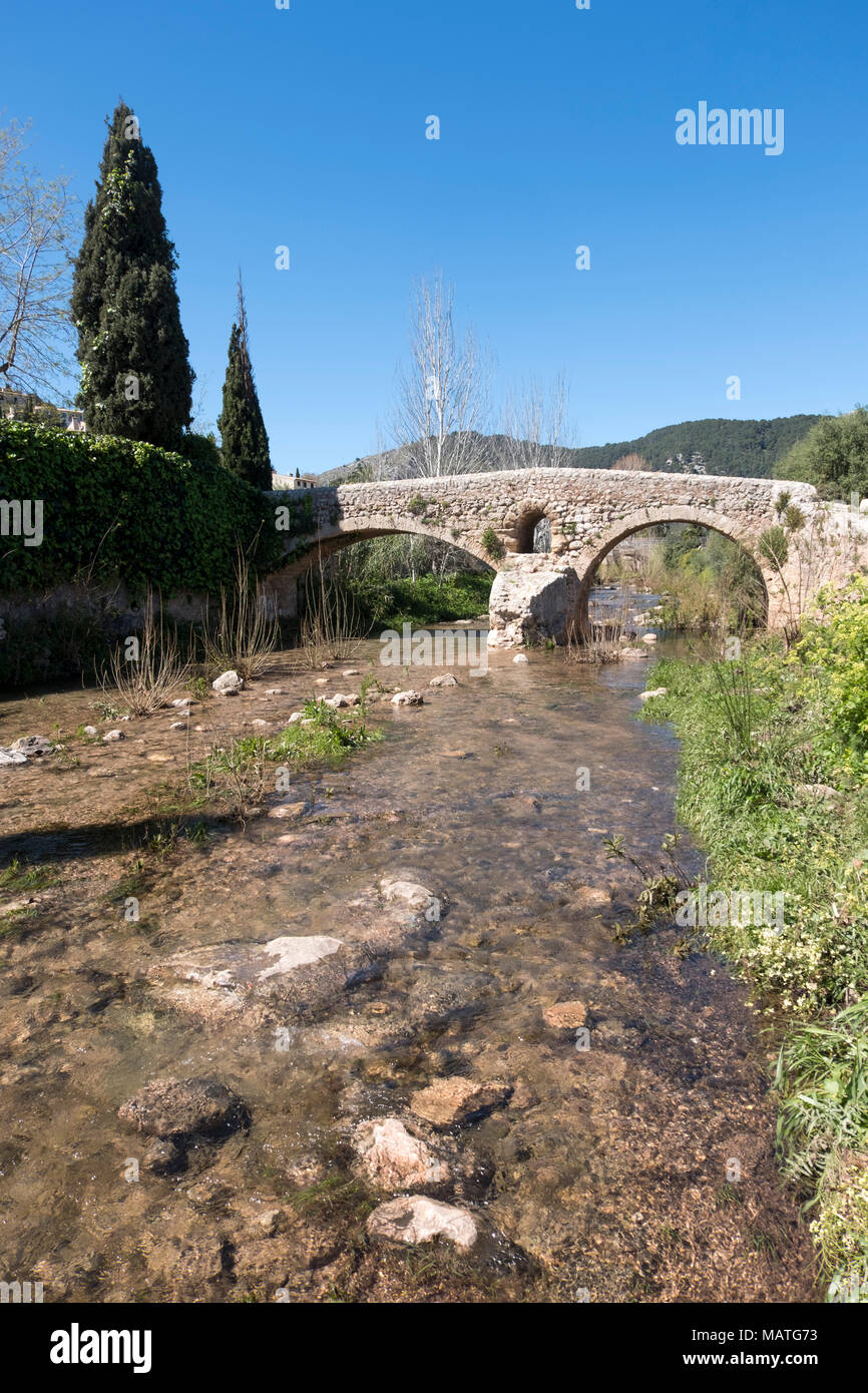 Mallorca, Pollenca, Pont Roma, Römische Brücke Foto Stock