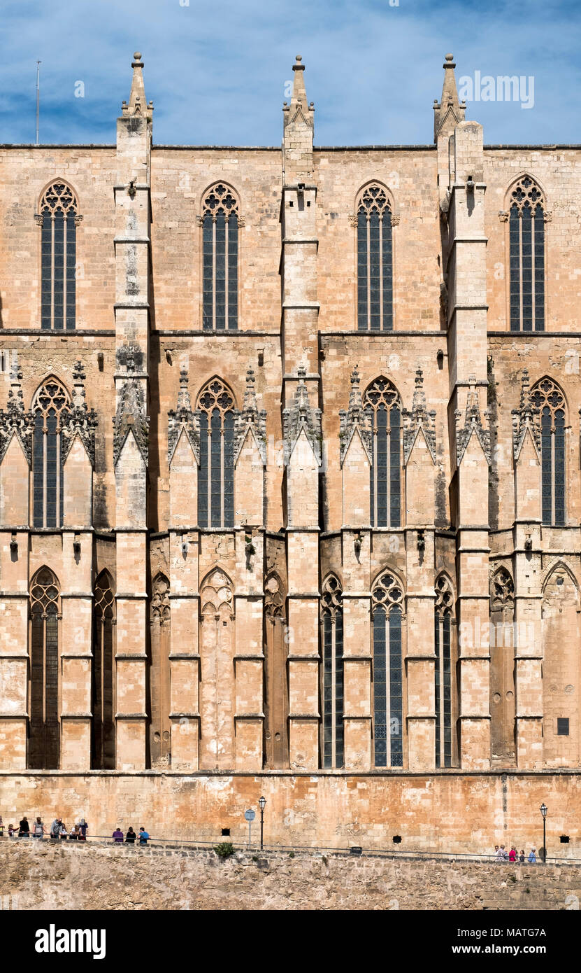 Mallorca, Palma de Mallorca, Kathedrale La Seu, Südseite Strebewerk mir Foto Stock