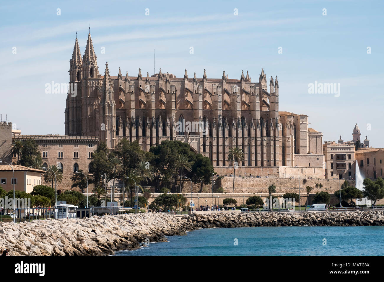 Mallorca, Palma de Mallorca, Kathedrale La Seu, Blick von Süden Foto Stock
