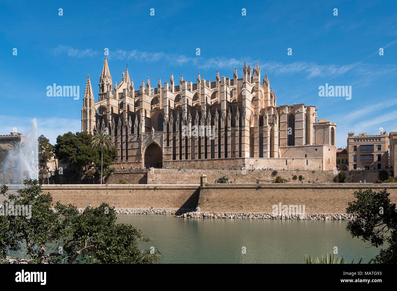 Mallorca, Palma de Mallorca, Kathedrale La Seu, Blick von Süden Foto Stock
