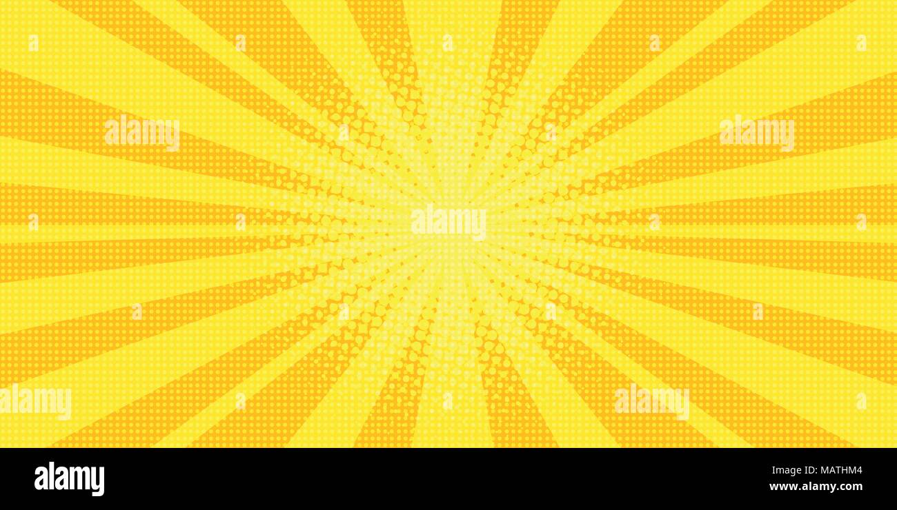 I raggi gialli background pop art Illustrazione Vettoriale