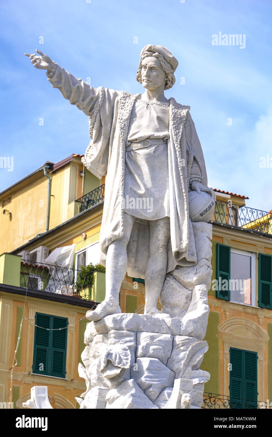 Dettaglio dal monumento a Cristoforo Colombo a Santa Margherita Ligure, Italia Foto Stock