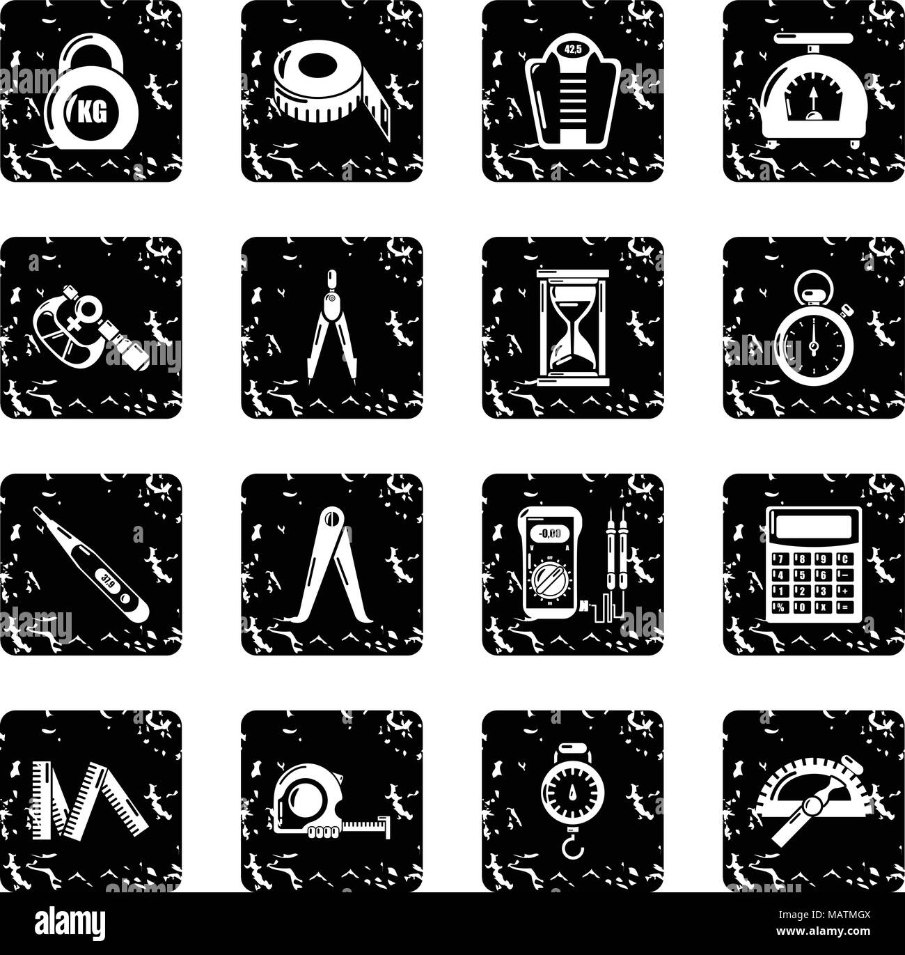 Misurare la precisione set di icone Vector grunge Illustrazione Vettoriale