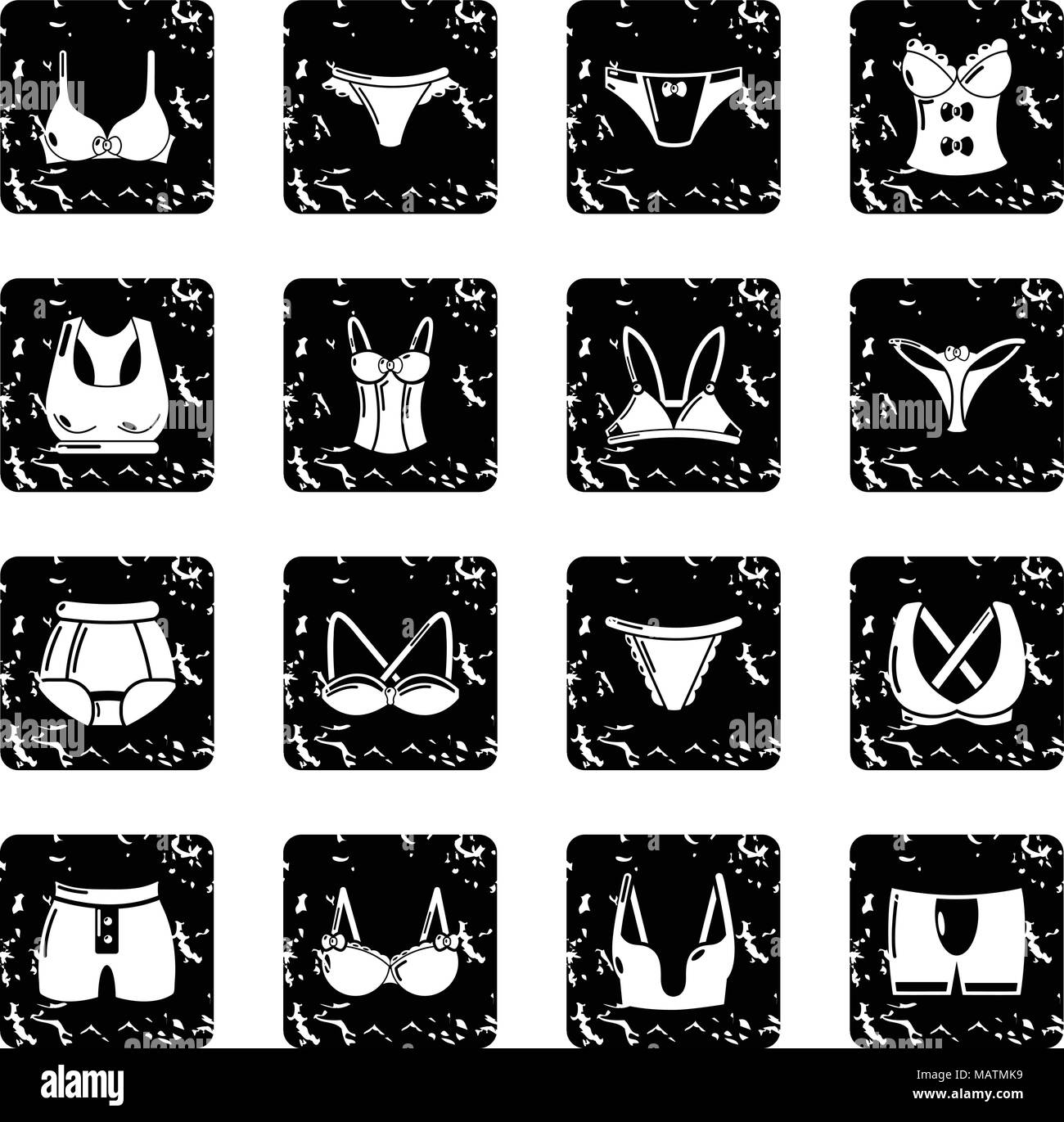 Tipi di intimo set di icone Vector grunge Illustrazione Vettoriale