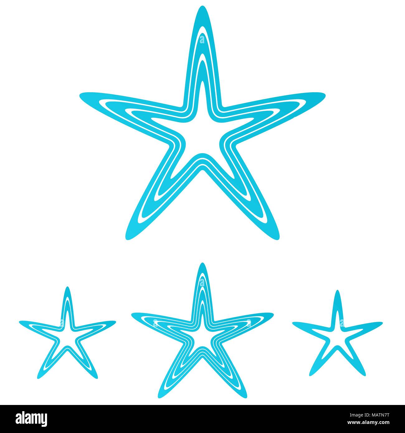 Linea di ciano star logo design set Illustrazione Vettoriale