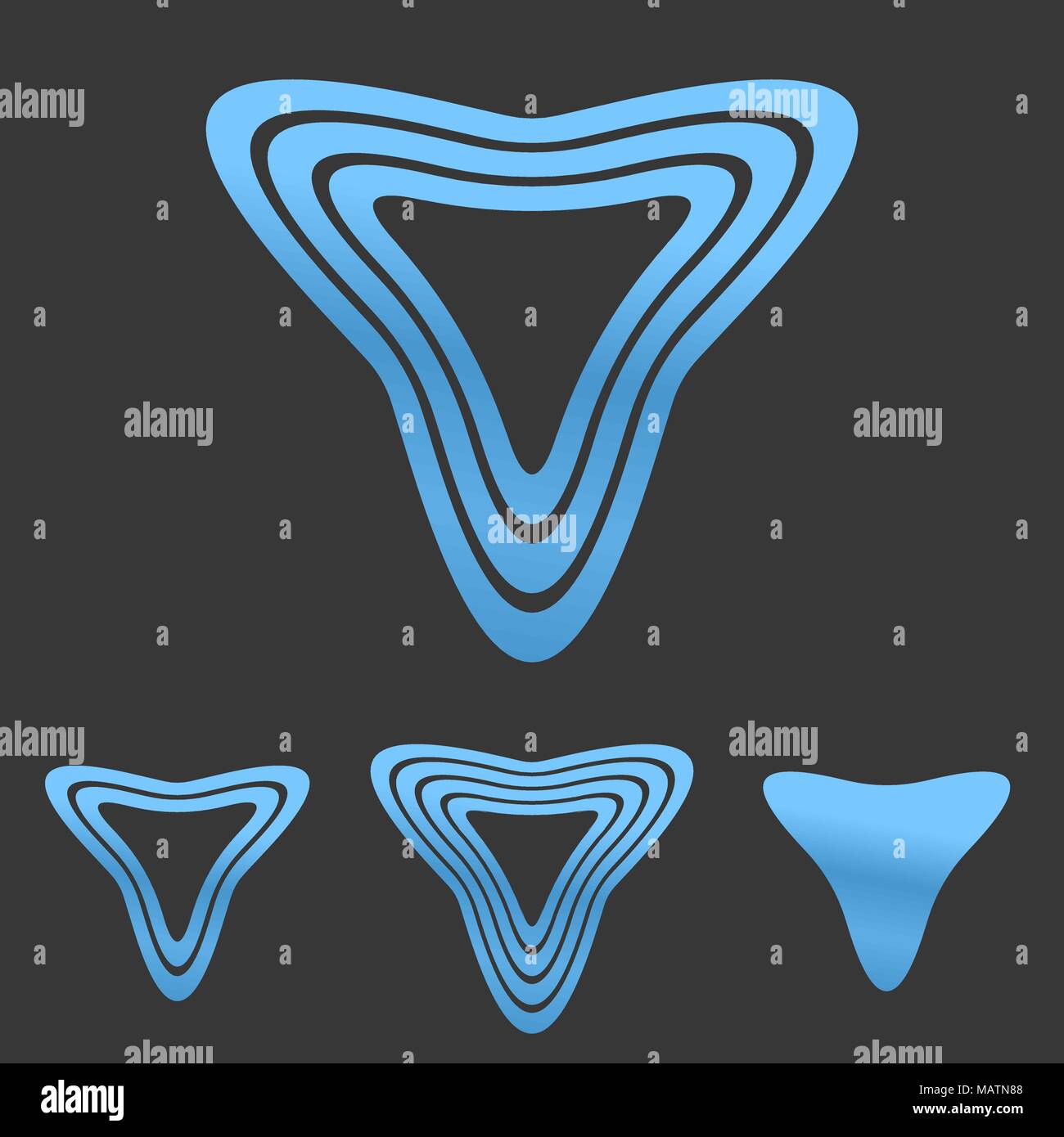 Linea blu triangolo logo design set Illustrazione Vettoriale