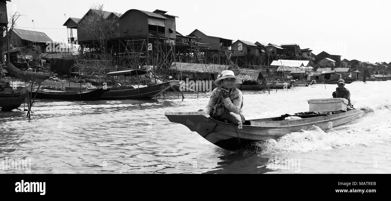 Kompong Khleang villaggio galleggiante, Siem Reap, Cambogia Foto Stock