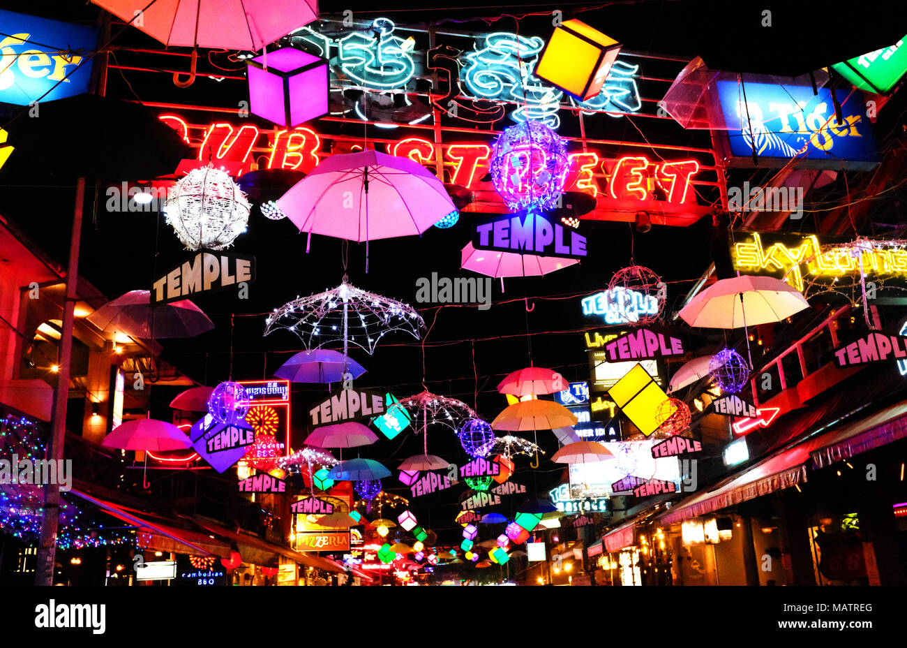 Pub Street, Siem Reap, Cambogia Foto Stock