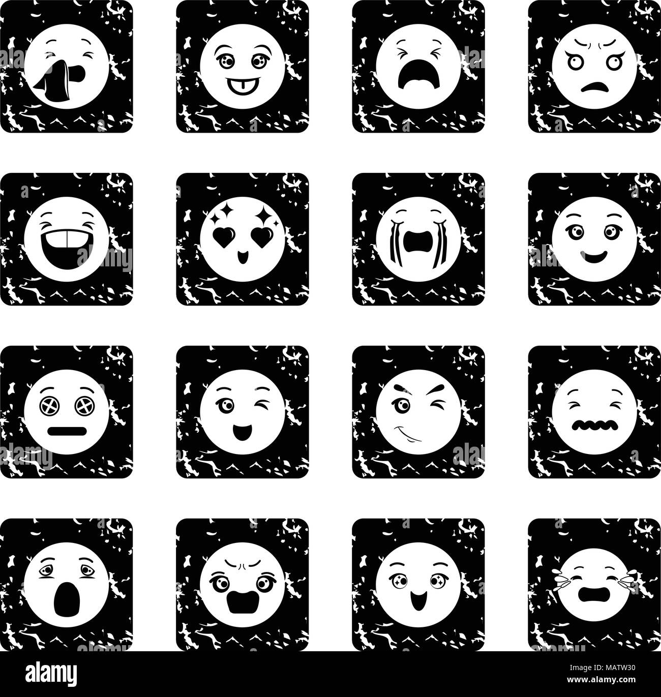 Sorrisi set di icone Vector grunge Illustrazione Vettoriale