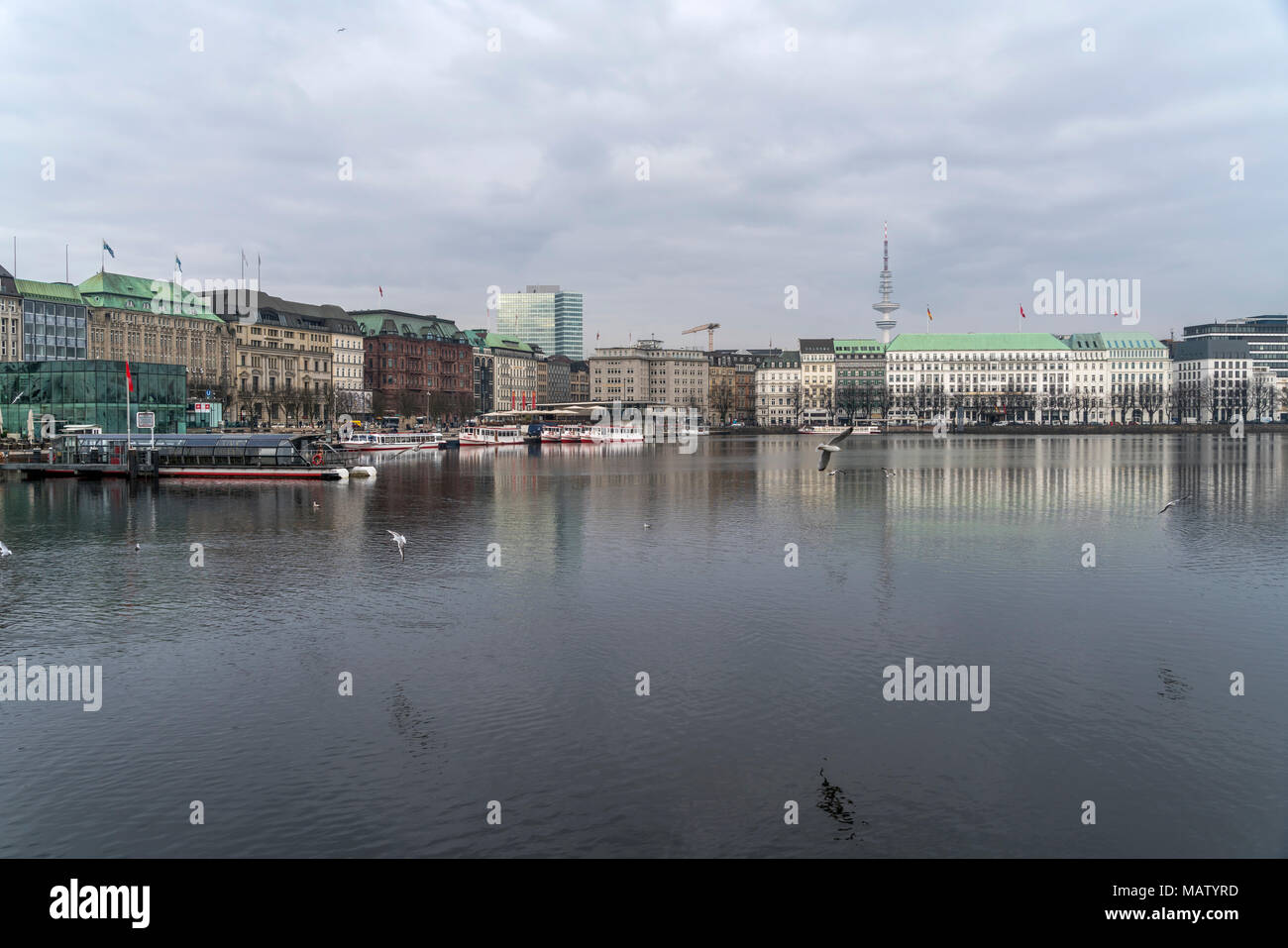 Aussenalster, Freie Hansestadt Hamburg, Deutschland | Außenalster o esterna al lago Alster, Amburgo, Germania, Europa Foto Stock