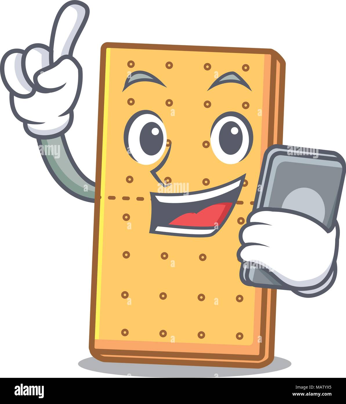 Con telefono graham cookies personaggio cartoon Illustrazione Vettoriale