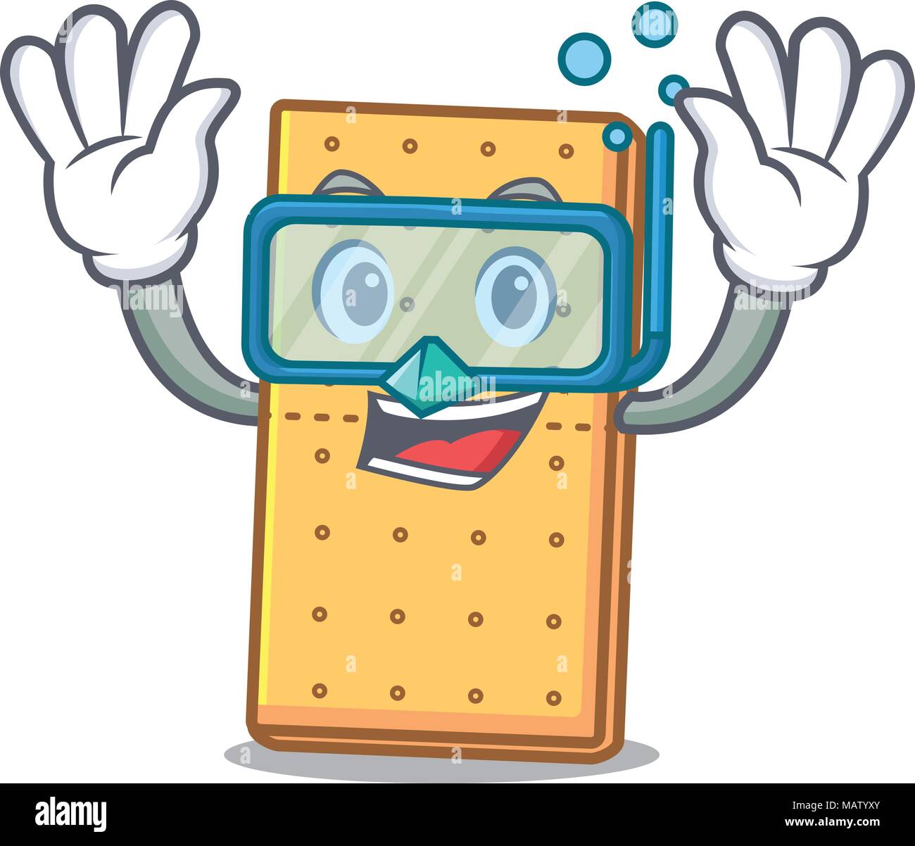 Immersioni subacquee graham cookies personaggio cartoon Illustrazione Vettoriale