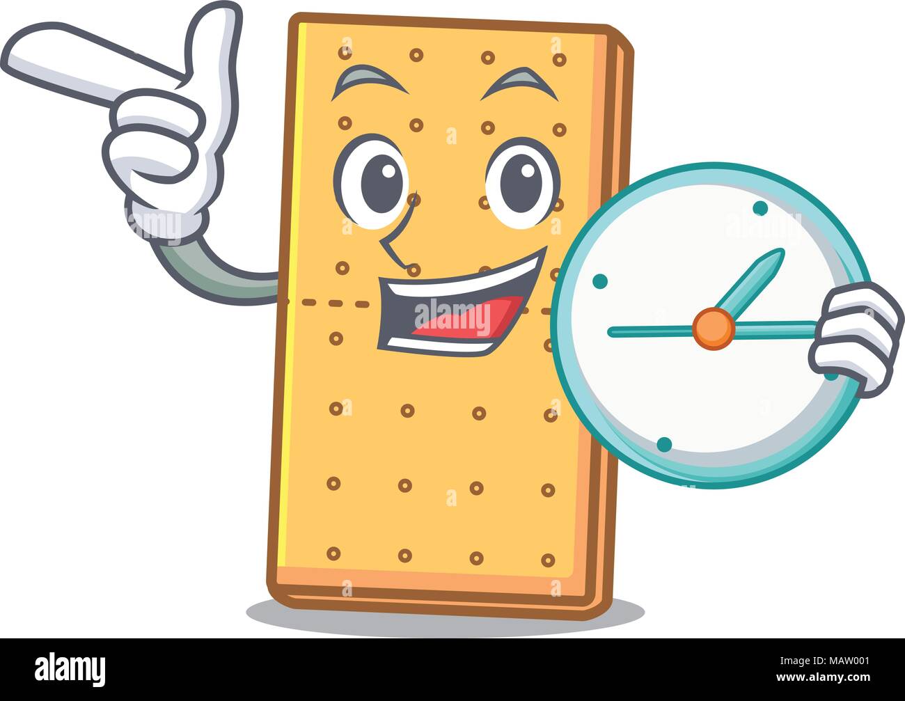 Orologio graham cookies personaggio cartoon Illustrazione Vettoriale