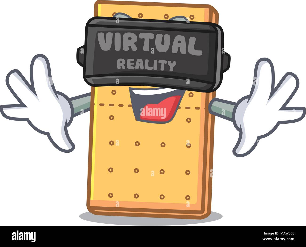 La realtà virtuale graham cookies mascotte cartoon Illustrazione Vettoriale