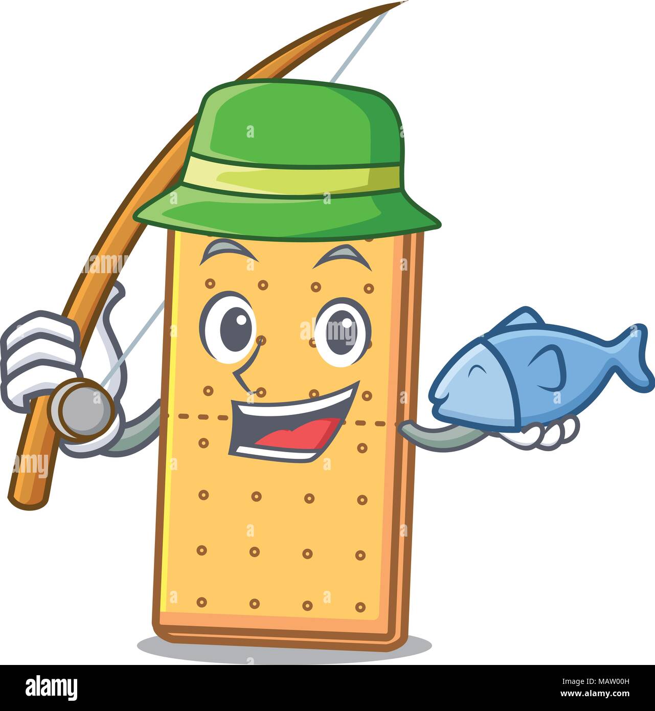 La pesca graham cookies mascotte cartoon Illustrazione Vettoriale
