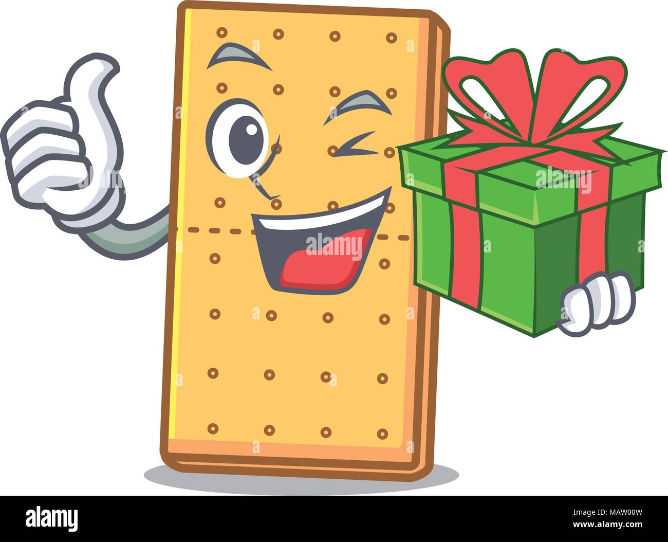 Con dono graham cookies mascotte cartoon Illustrazione Vettoriale