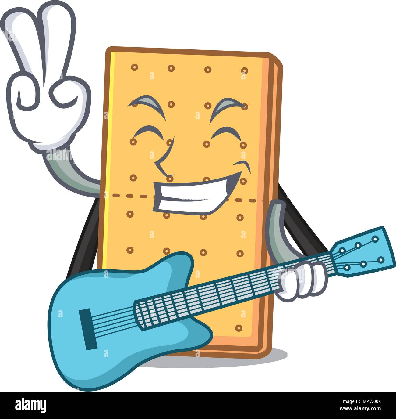 Chitarra con Graham cookies mascotte cartoon Illustrazione Vettoriale