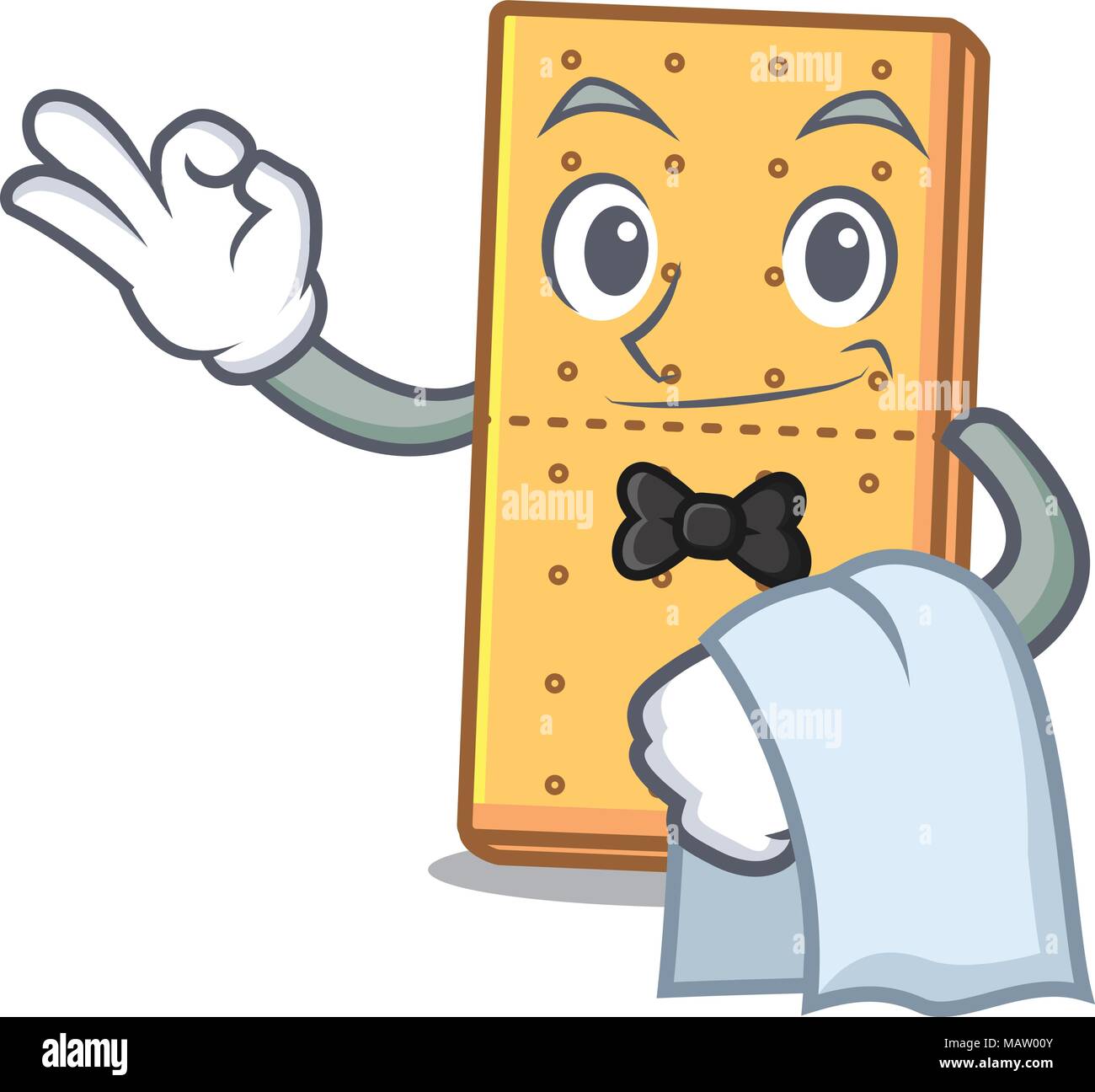 Cameriere graham cookies mascotte cartoon Illustrazione Vettoriale
