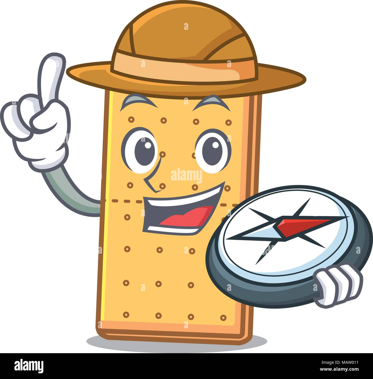 Explorer graham cookies mascotte cartoon Illustrazione Vettoriale