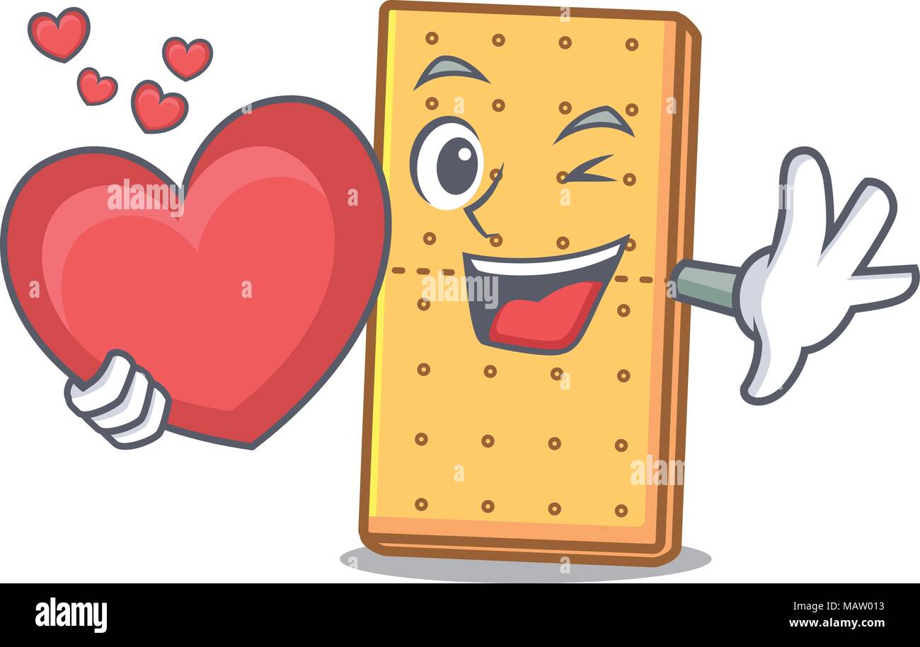Con cuore graham cookies mascotte cartoon Illustrazione Vettoriale