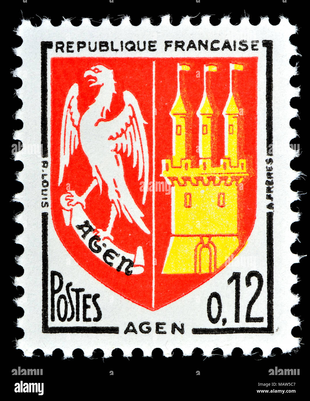 Il francese francobollo (1964) : Stemma: Agen Foto Stock