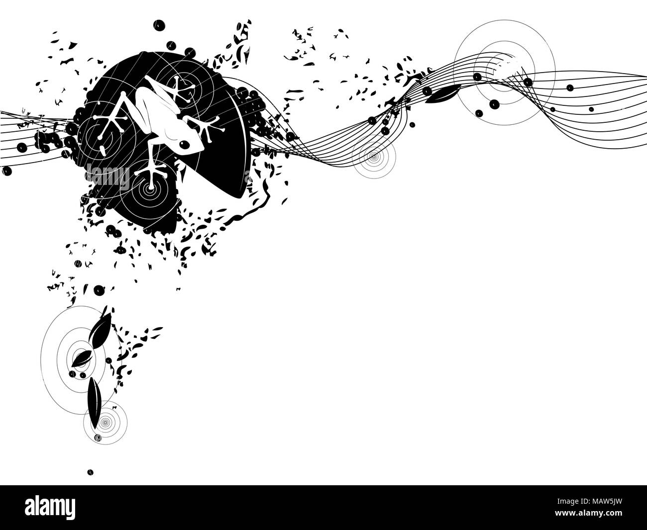 Rana bianco sfondo vettoriale, design in bianco e nero, orizzontale Illustrazione Vettoriale