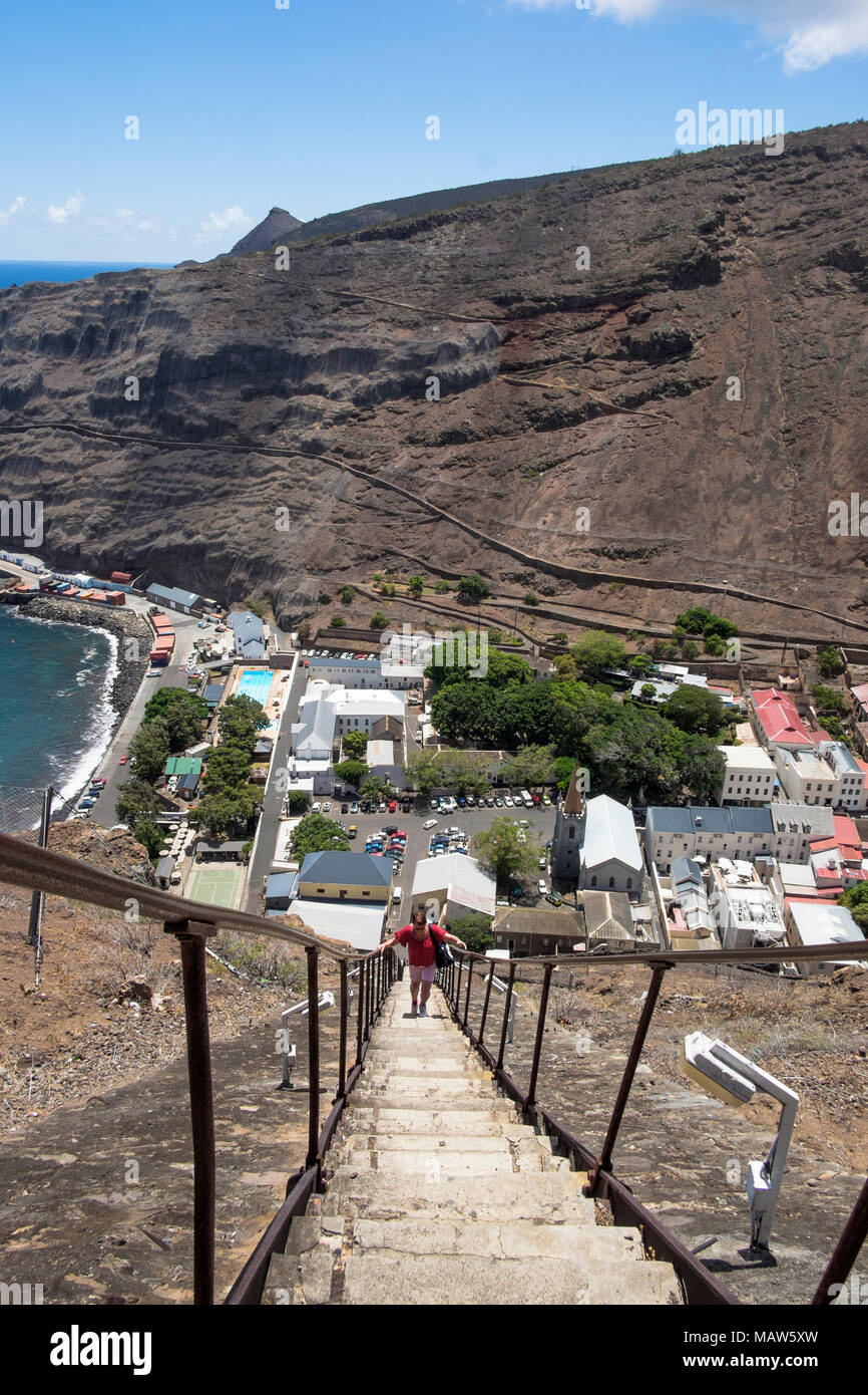 La scala di Giacobbe, Jamestown, Saint Helena, Atlantico del Sud. Foto Stock