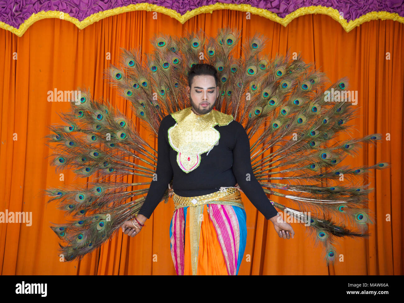 Peacock dance performer Grotte Batu Kuala Lumpur in Malesia Foto Stock