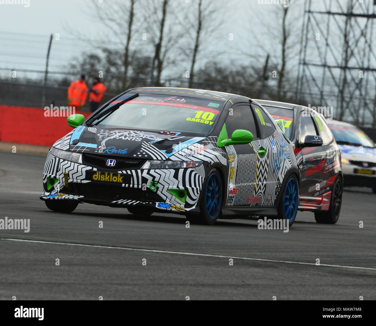 Silverstone, Towcester, Northamptonshire, Inghilterra, domenica 1 aprile 2018. Oliver Barsby, Honda Civic, in Cox Parti Motore Civic Cup evento tenutosi su t Foto Stock