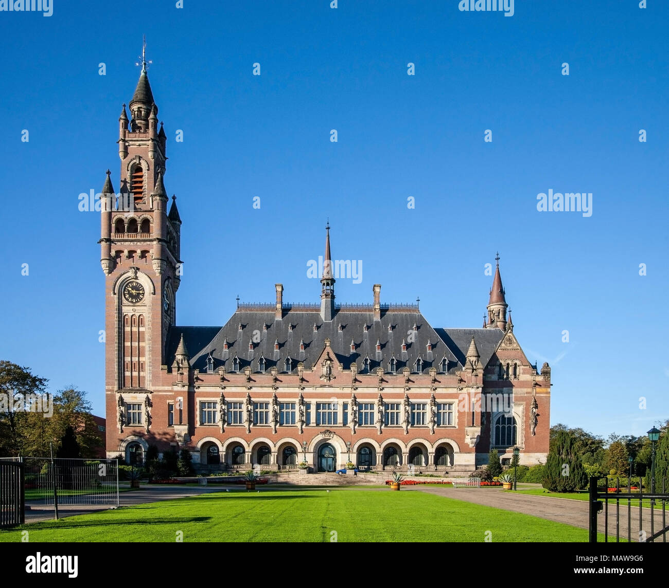 Il Palazzo della pace ONU Corte di giustizia dell' Aia Paesi Bassi Foto Stock