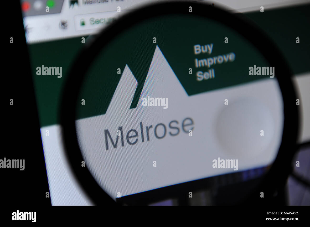 Sito web di Melrose, una base britannica di società di investimento Foto Stock