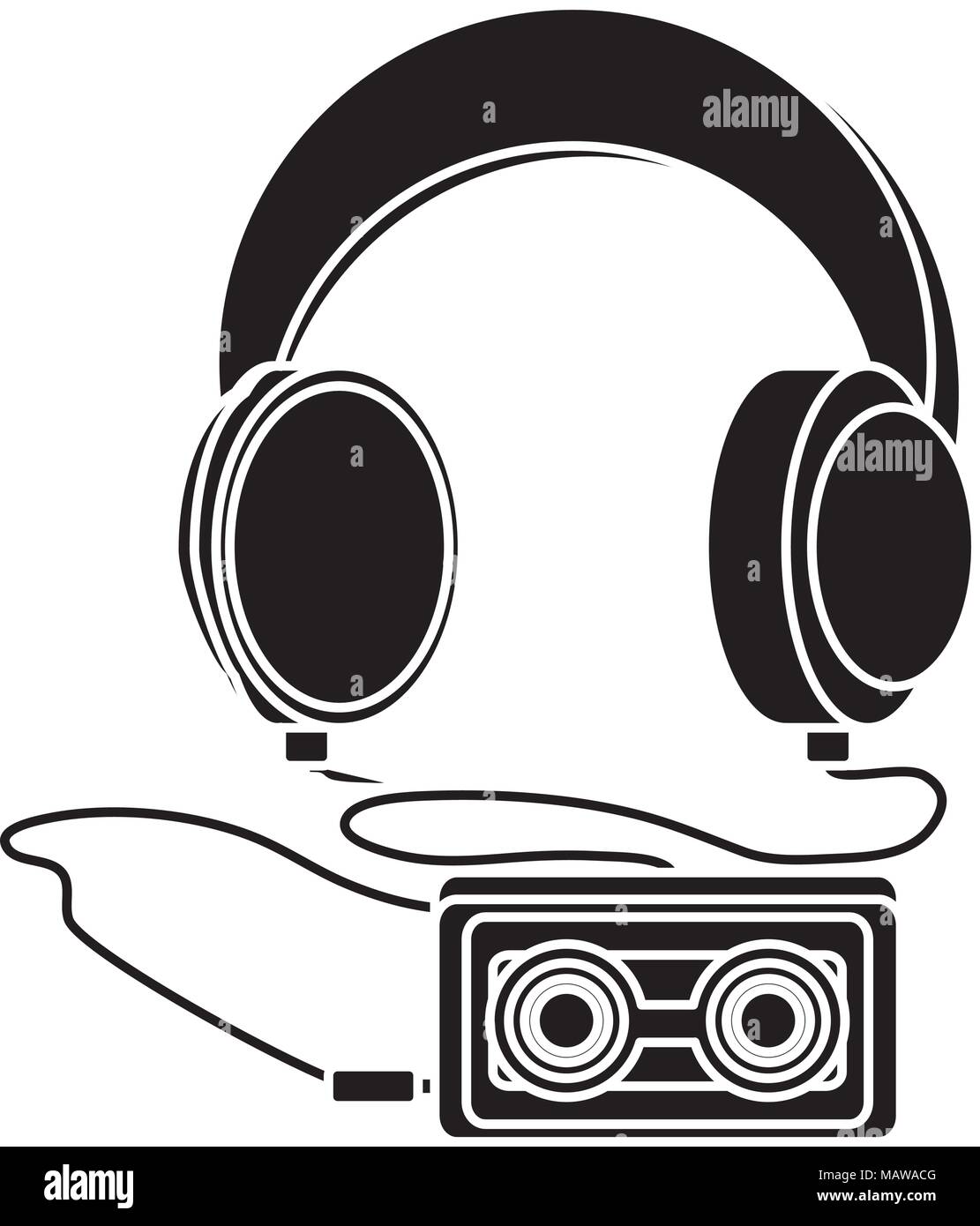 Cuffie con cassetta music player icon su sfondo bianco, illustrazione  vettoriale Immagine e Vettoriale - Alamy