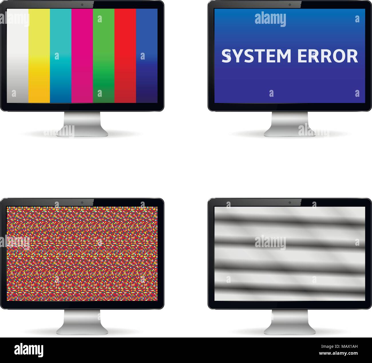 Nessun segnale, compare un messaggio di errore del sistema e dell'immagine di prova sul computer gli schermi digitali Illustrazione Vettoriale