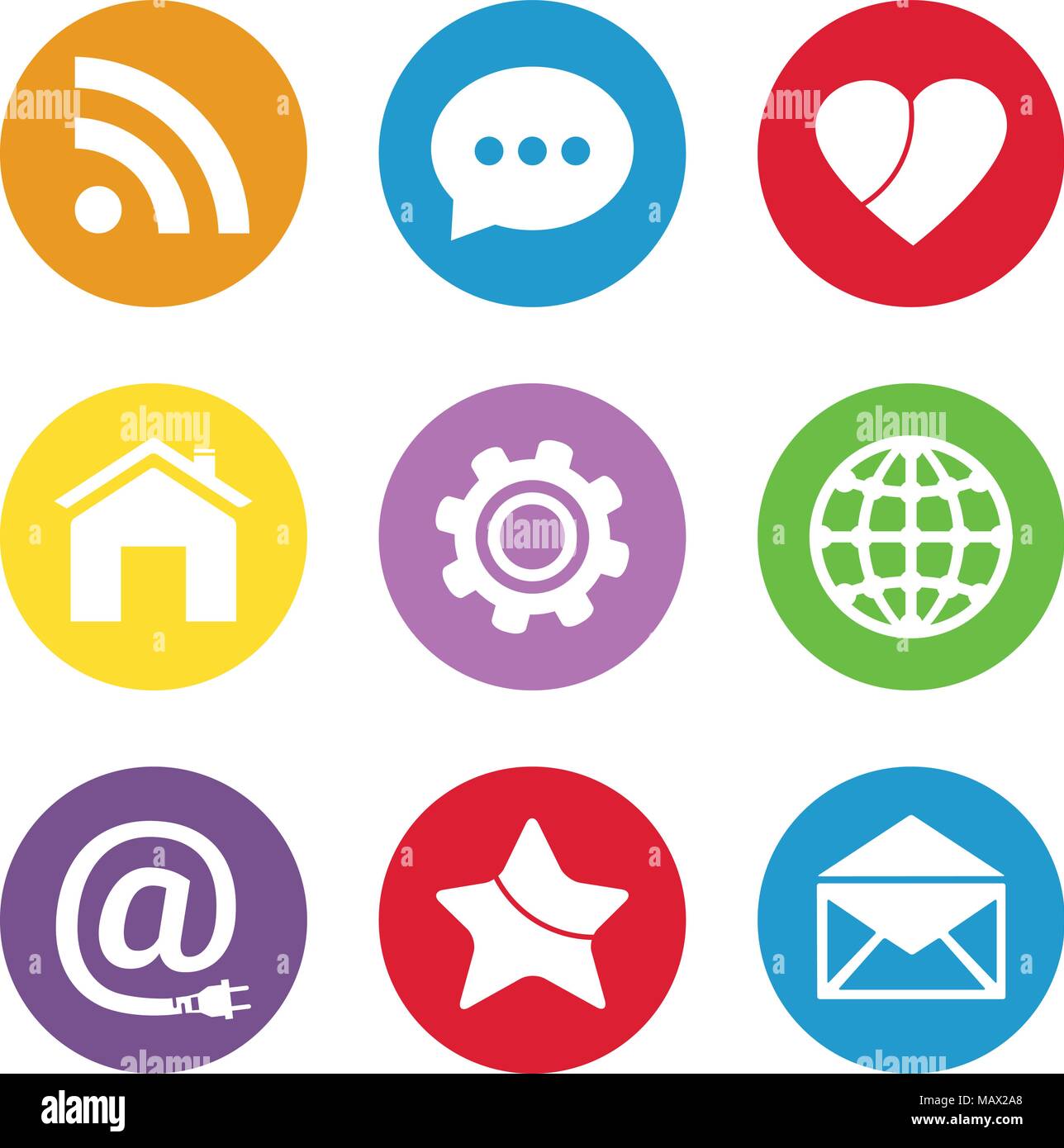 Media network simboli nella piana di stile design Illustrazione Vettoriale