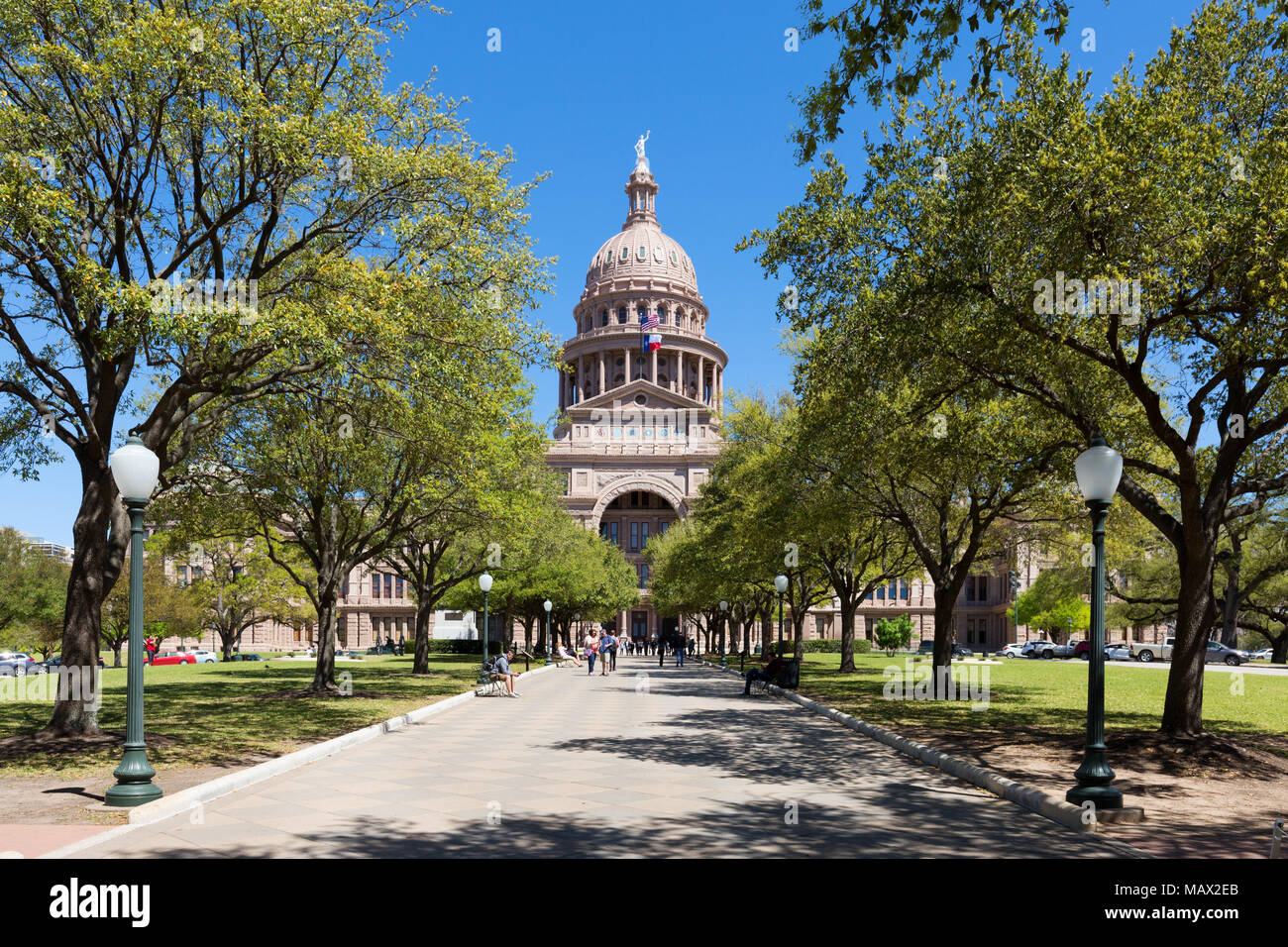 Texas State Capitol Building su una soleggiata giornata di primavera, di Austin in Texas, Stati Uniti d'America Foto Stock