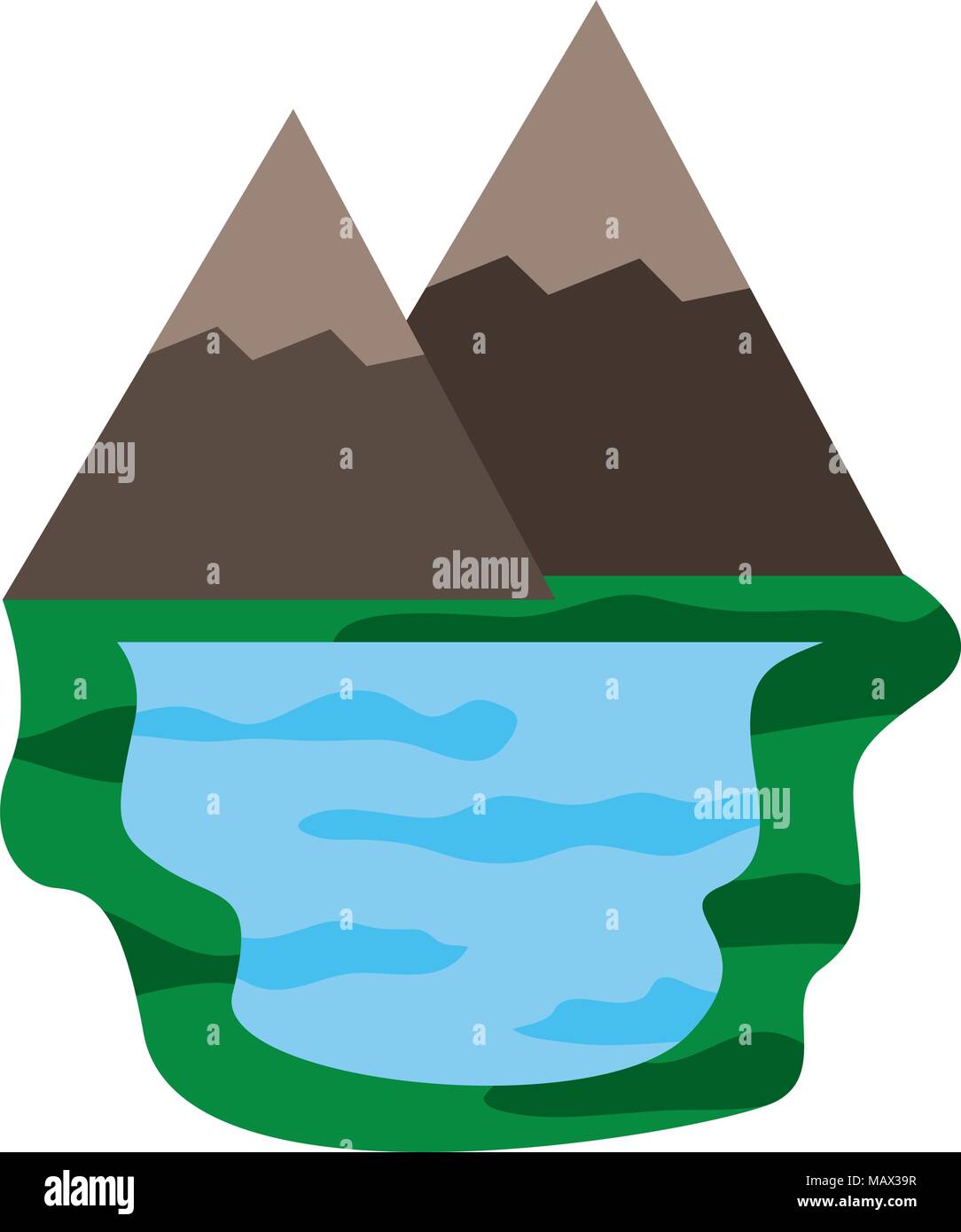 Montagne e lago di scena naturale Illustrazione Vettoriale