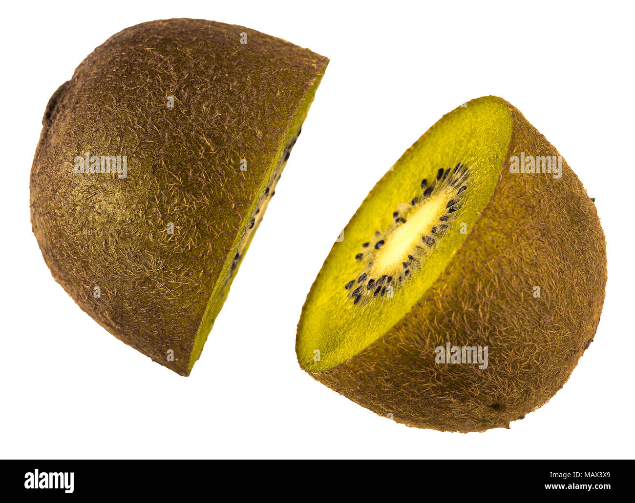 Tagliare le immagini di 2 semi di un kiwi Foto Stock