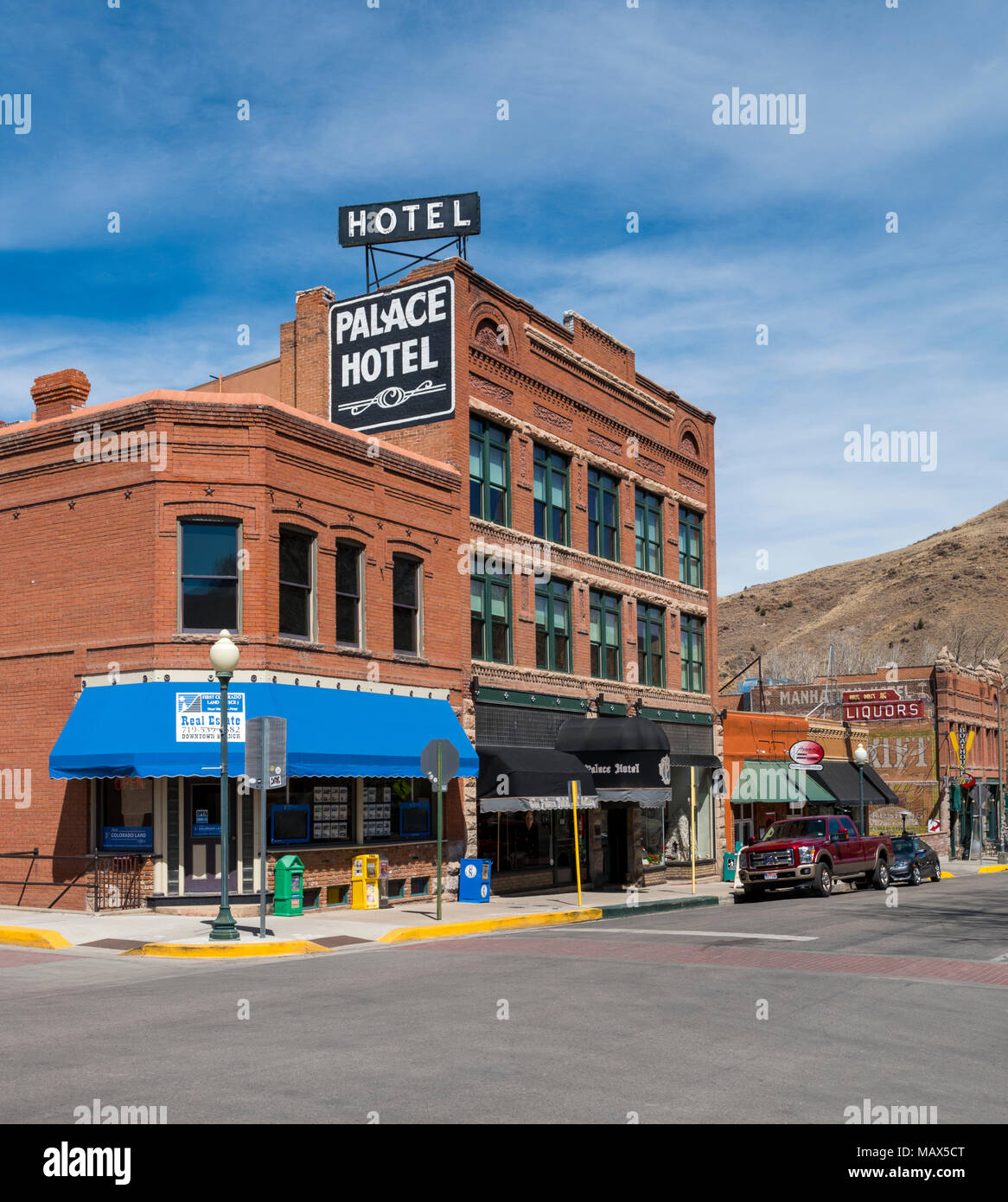 Palace Hotel; Distretto Storico Nazionale; negozi nel centro cittadino di Salida; Colorado; USA Foto Stock