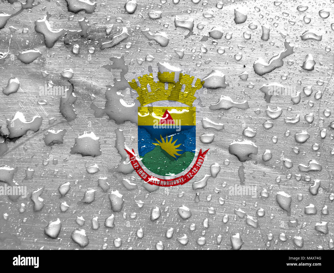 Bandiera di Belo Horizonte con gocce di pioggia Foto Stock