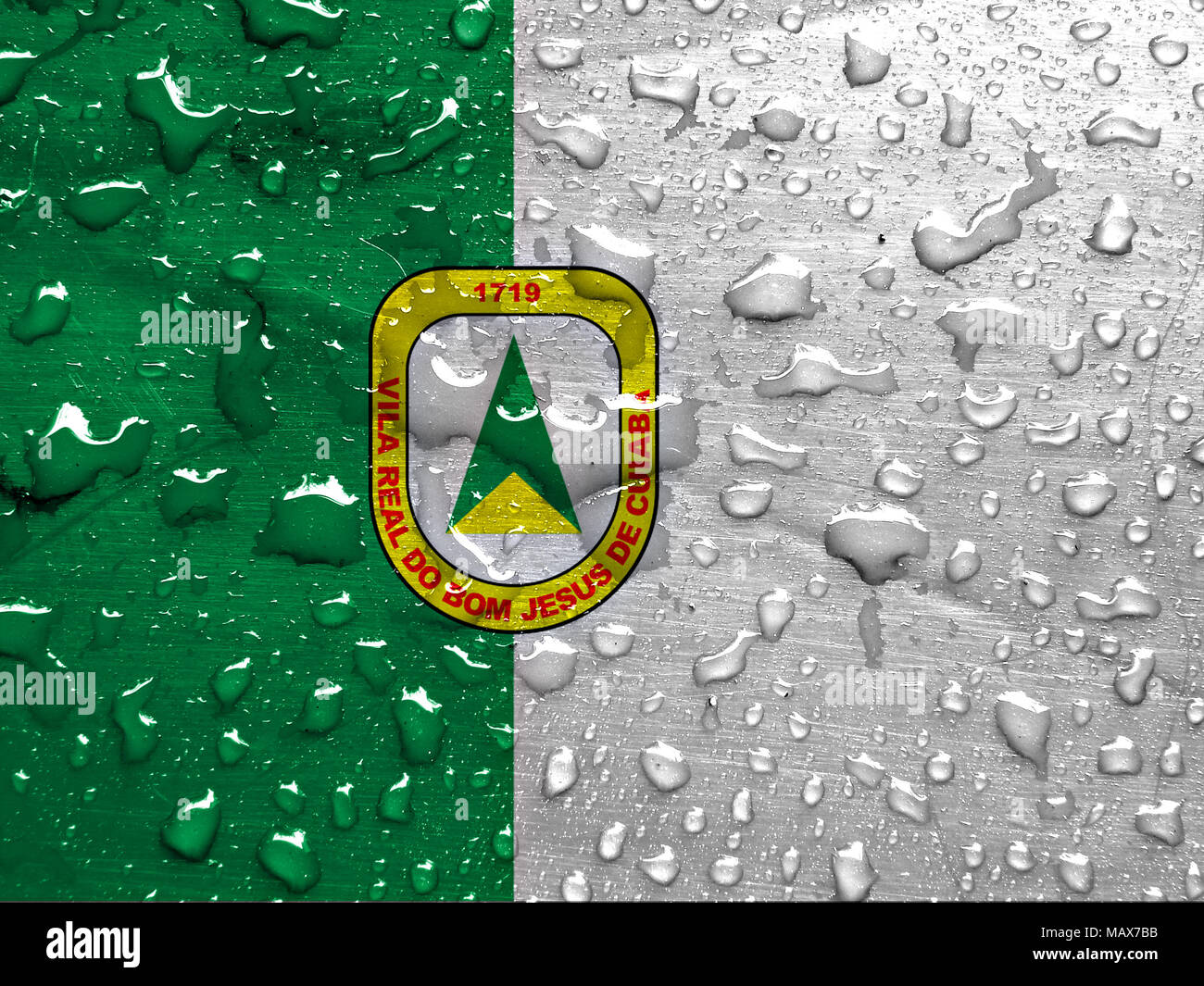 Bandiera di Cuiaba con gocce di pioggia Foto Stock