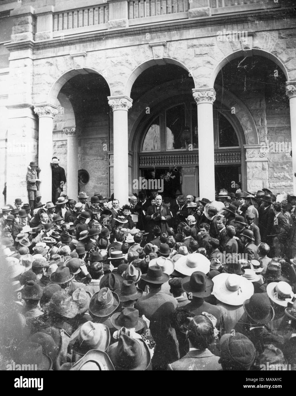 Presidente McKinley rivolgendosi alla folla Foto Stock