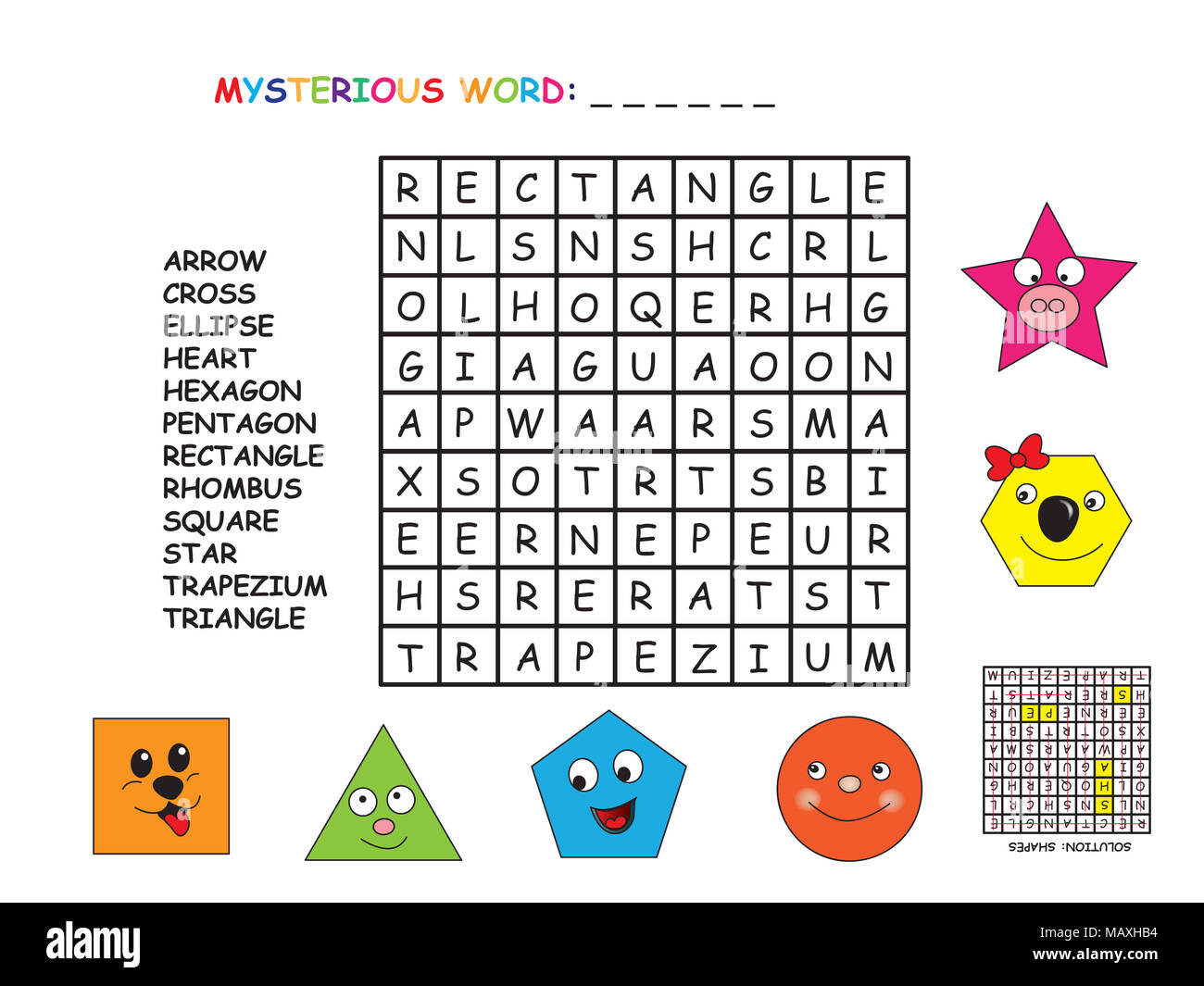 Gioco per bambini: crossword per forme Foto Stock