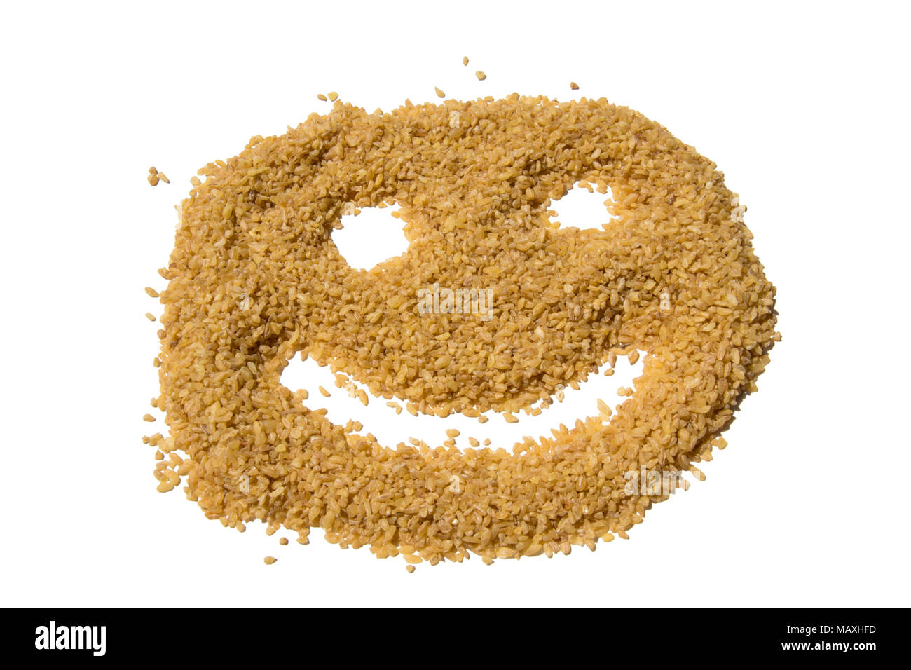 Bulgur faccia felice isolato su sfondo bianco Foto Stock