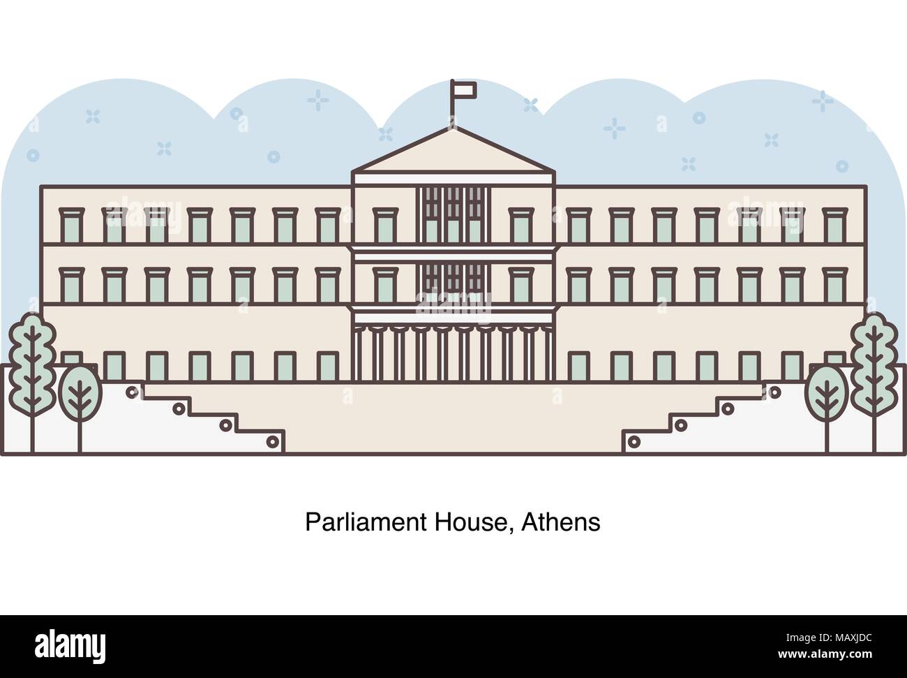 Linea del vettore illustrazione del parlamento greco House, Atene, Grecia. Illustrazione Vettoriale