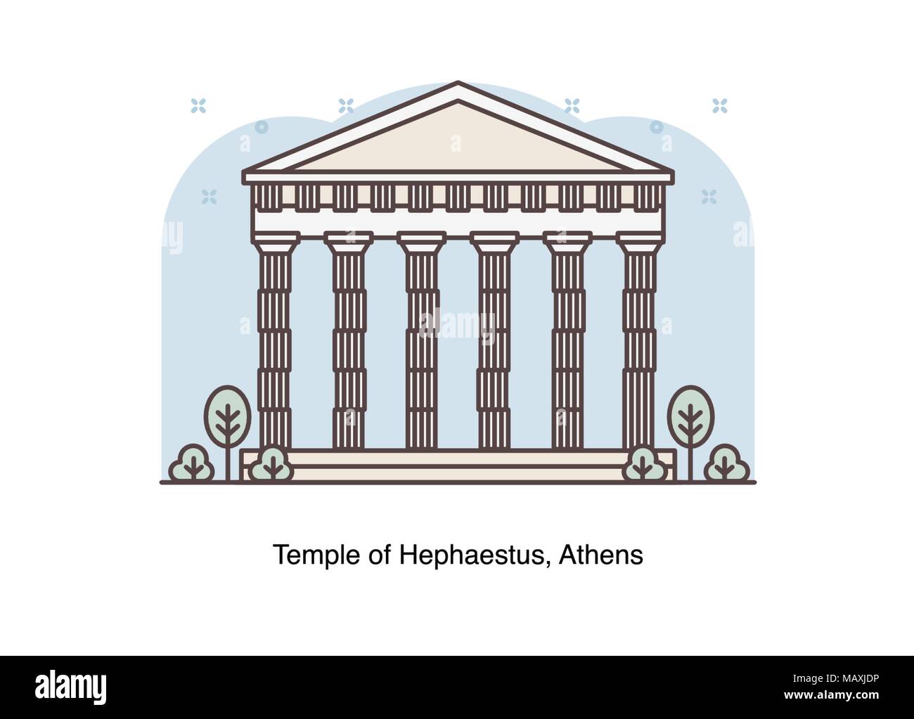 Linea del vettore illustrazione del Tempio di Efesto, Atene, Grecia. Illustrazione Vettoriale