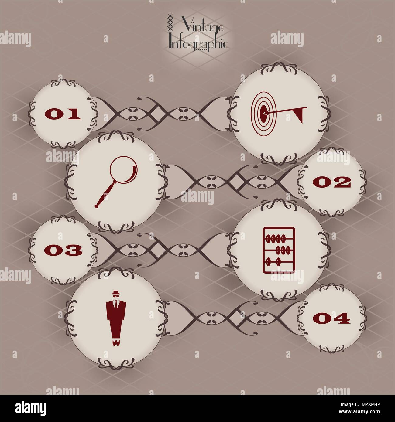 Infografico Vintage immagine vettoriale cerchio Illustrazione Vettoriale