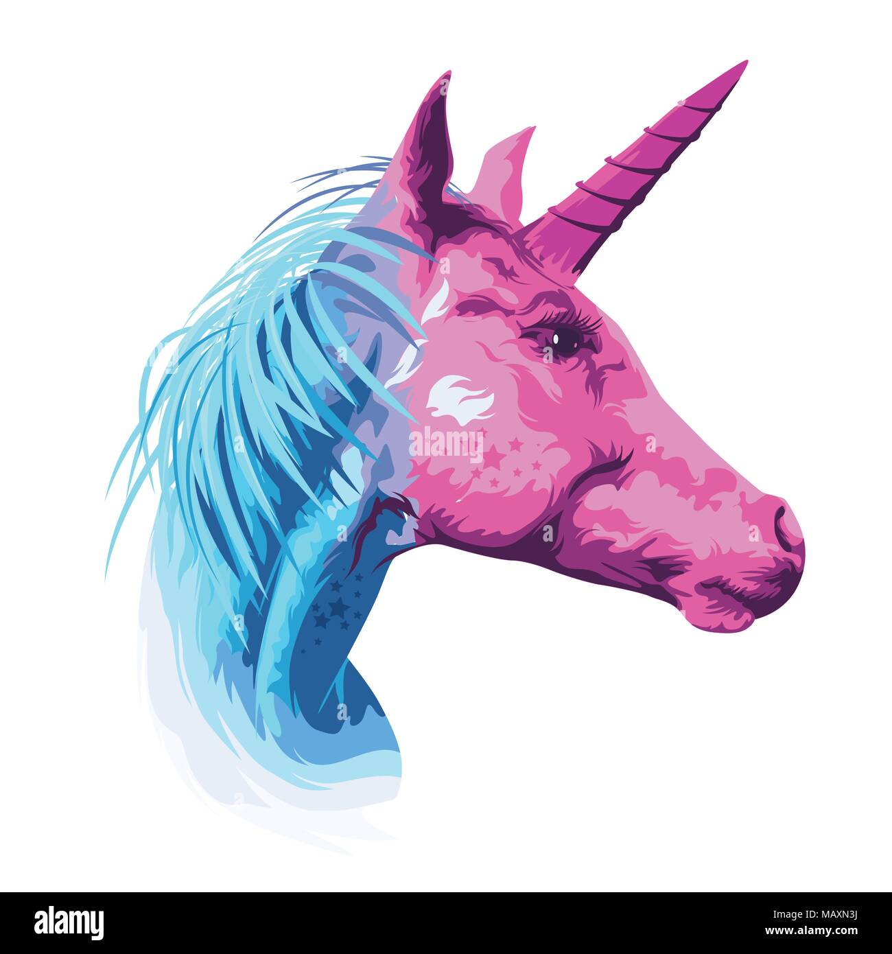 Una rosa e ciano unicorn mitico cavallo. Illustrazione Vettoriale Illustrazione Vettoriale