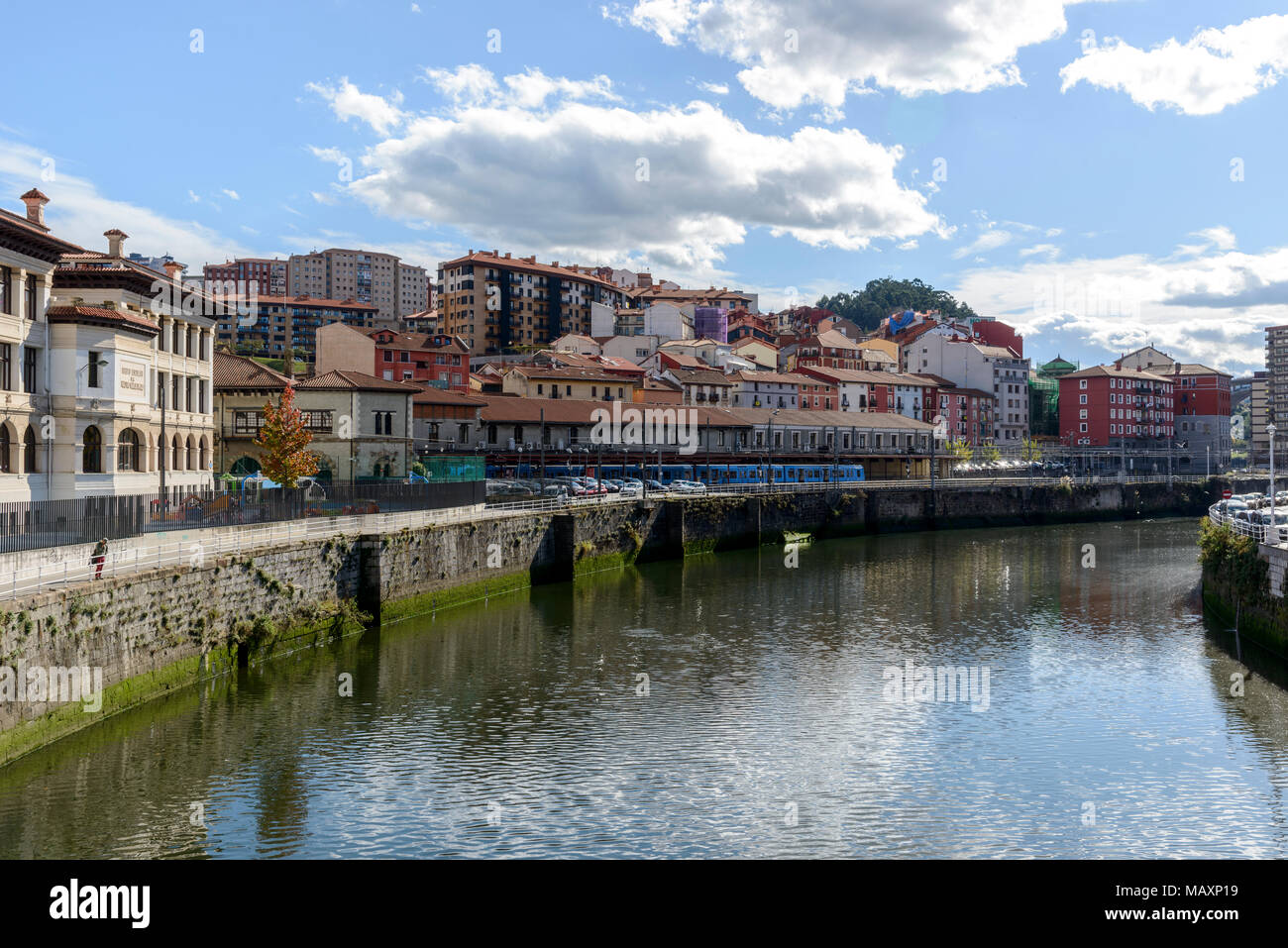 Ría del Nervión (Bilbao, Spagna) dal San Anton bridge Foto Stock