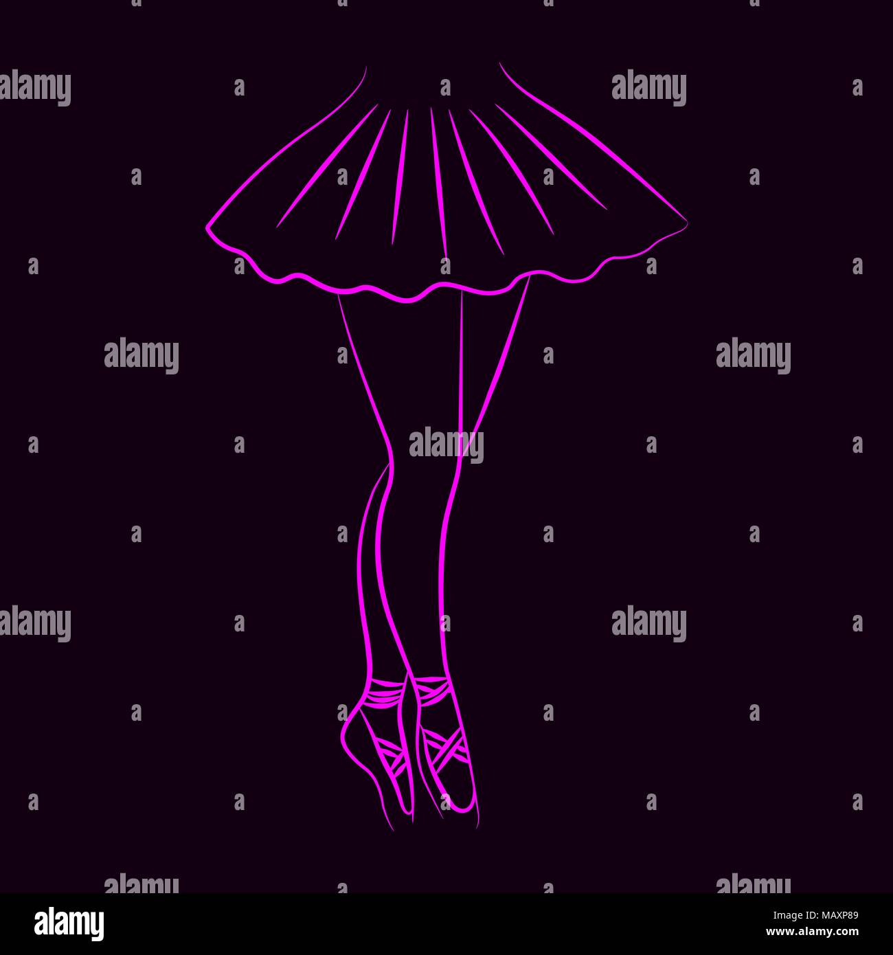 Snella ballerina i piedi su uno sfondo scuro Illustrazione Vettoriale