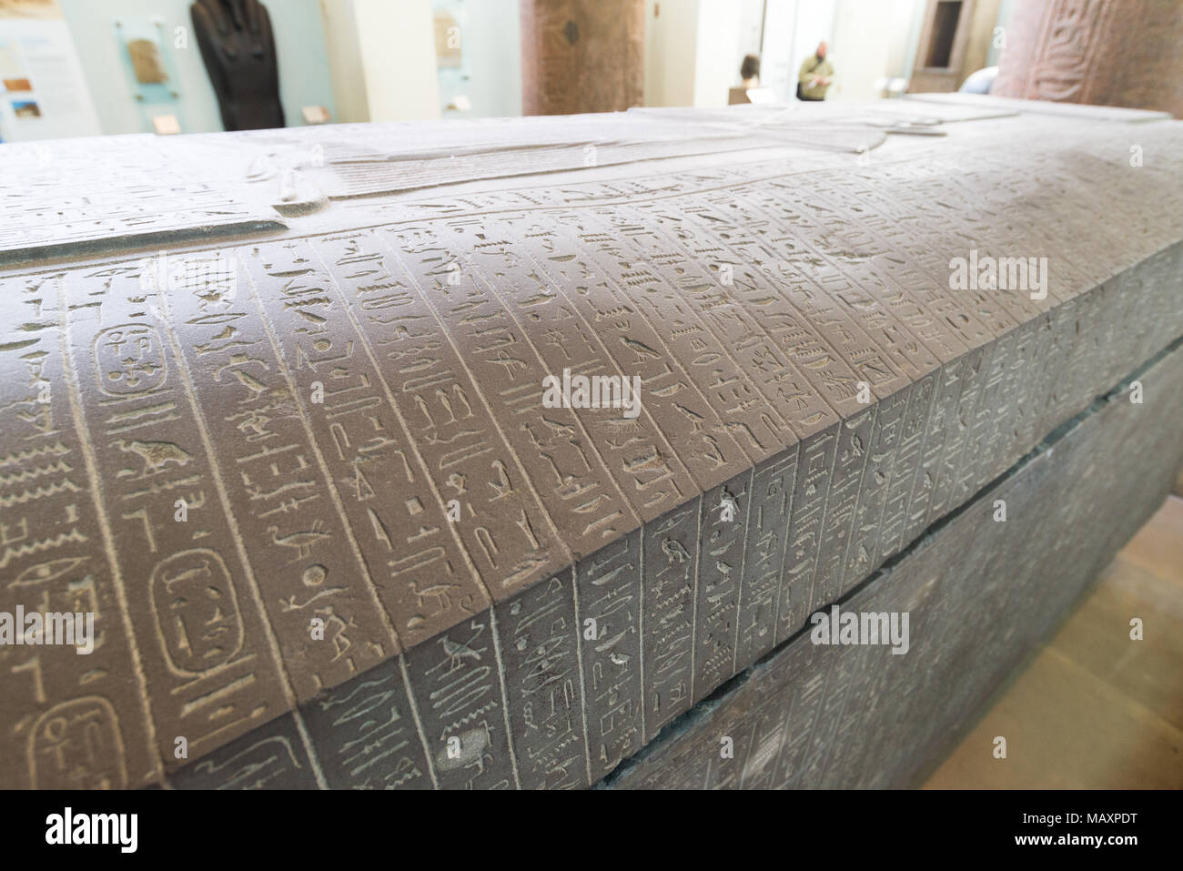 Sarcofago del " Dio la moglie' Ankhnesneferibra, il British Museum di Londra, Regno Unito Foto Stock